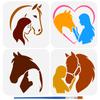 4Pcs 4 Styles PET Hollow Out Drawing Painting Stencils for DIY Scrapbook Photo Album Horse 150x150mm 1pc/style