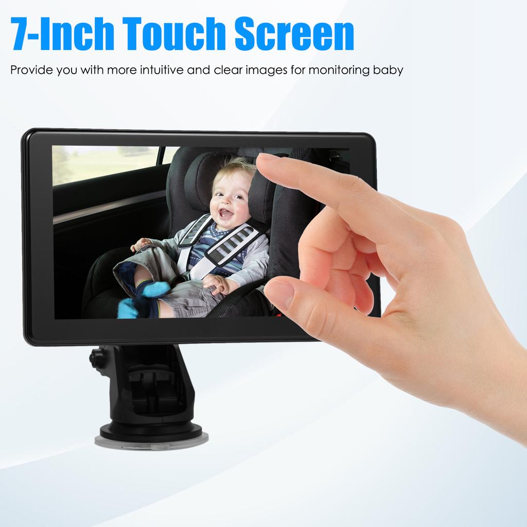 Baby Car Camera, 7  Back Seat Baby Car Mirror with Infrared Night Vision, Video Recording Function, Clear Wide View,