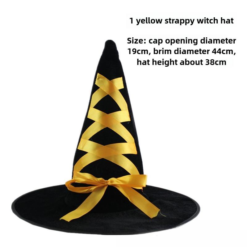 Halloween Prom Party Hat Witch Hat Witch Hat Veil Hat Printed Pumpkin Hat Black Tip Hat