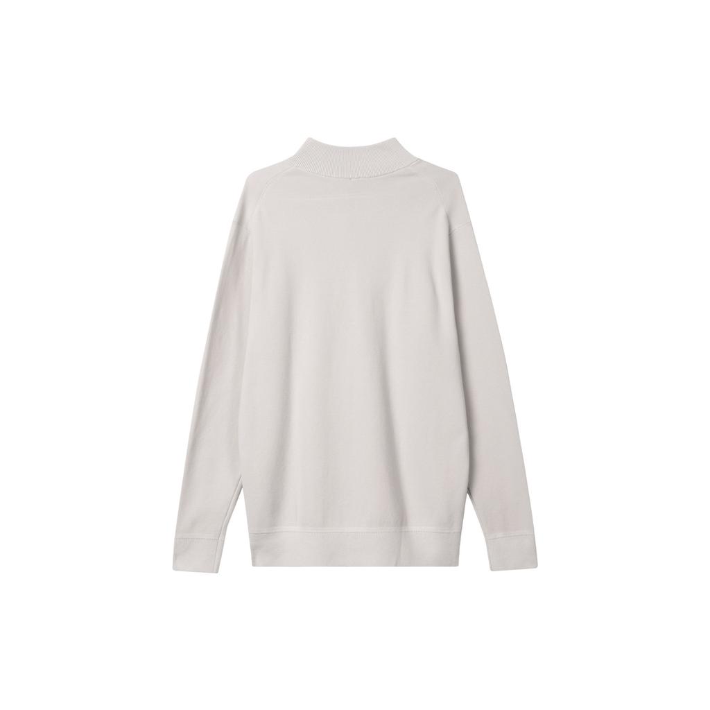 Uniqlo SS23 Solid Half-Zip Pullover Long Sleeve Stand Collar Sweater Men Sweater Light-Gray 456316-02