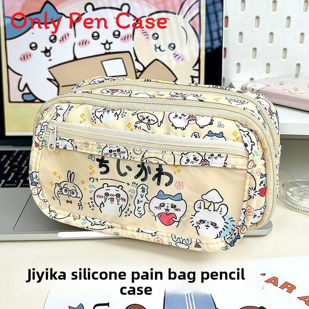 Small Red Book Cartoon Pencil Case With Multilayer Storage And Zipper For Students