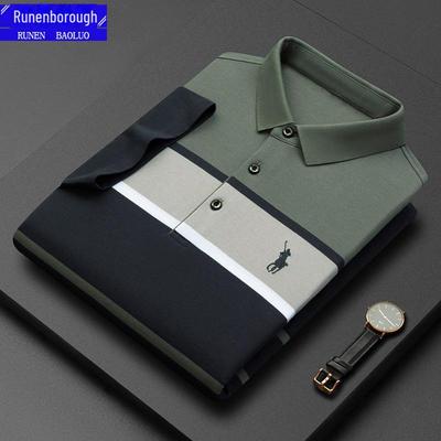 2023 Męska bawełniana koszulka polo w paski z haftem kucyka