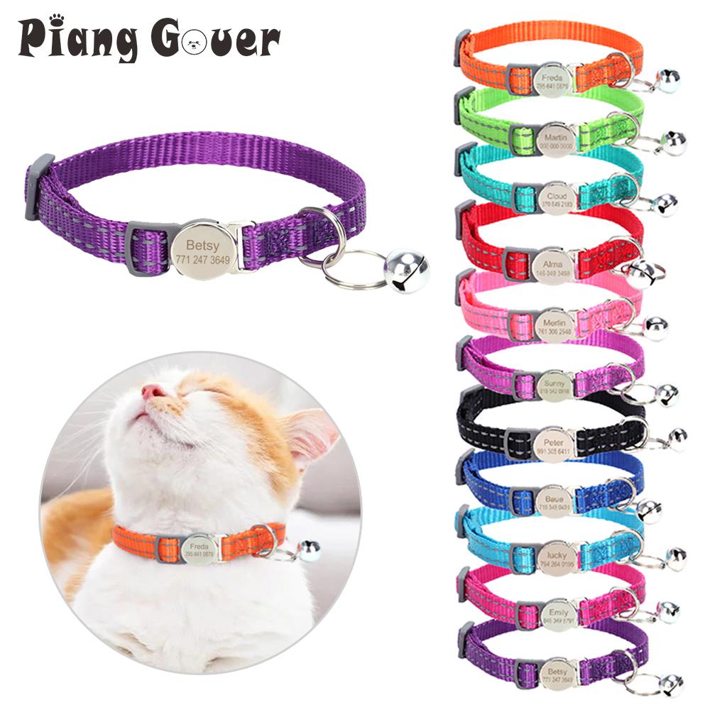 Personalized Name Cat Collar Kitten Puppy Anti-lost DIY Tag Custom Pet Collar Engraved Phone For Small Dog Puppy