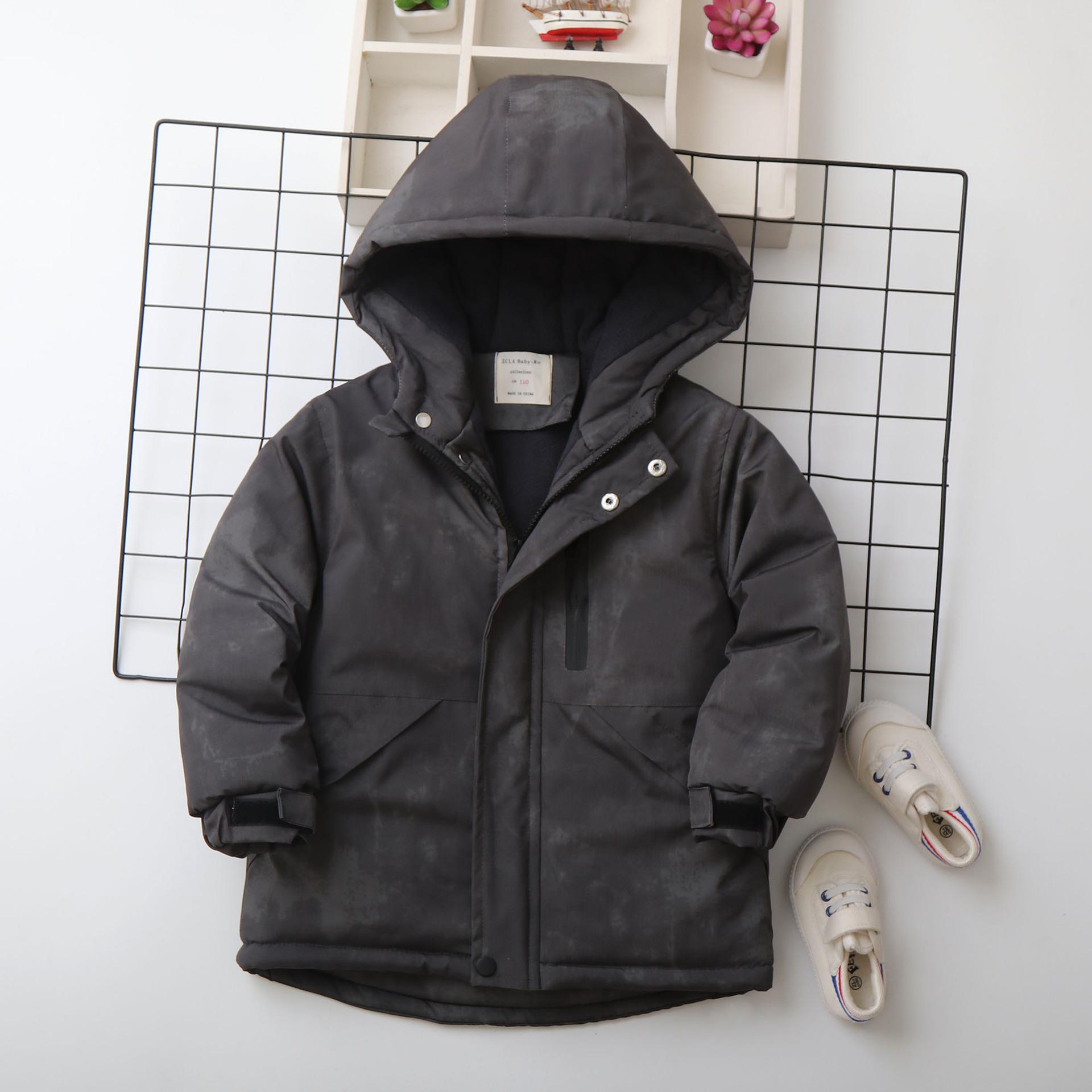 

Boys new cold and windproof lightweight thickened fluffy warm loose high-quality fabric casual sports cotton clothing 160Cm сірий колір