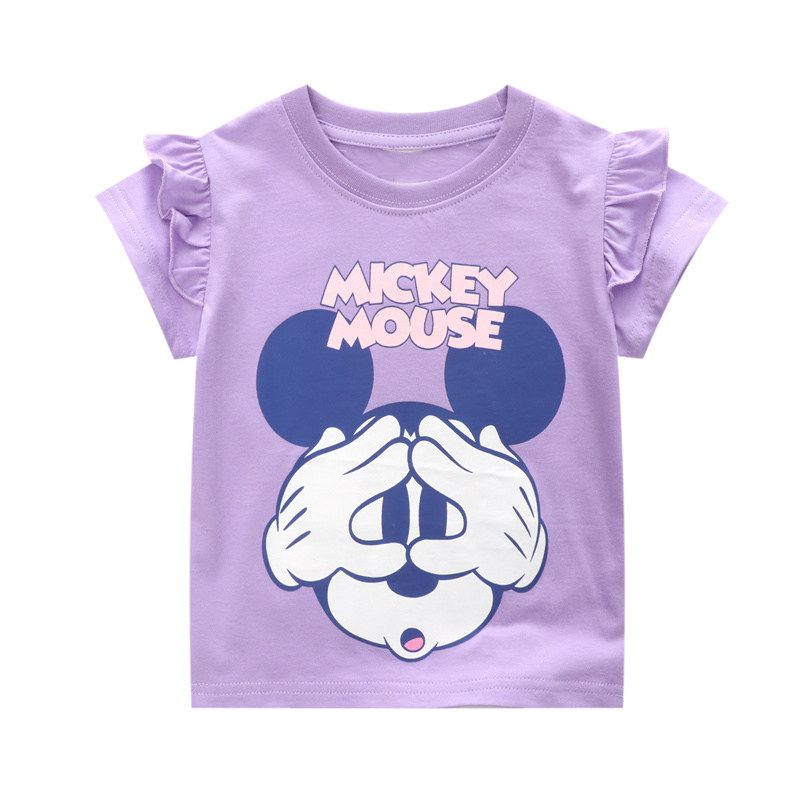 Purple Crew-Neck Baby's Casual Cartoon Half-Sleeve Clothing