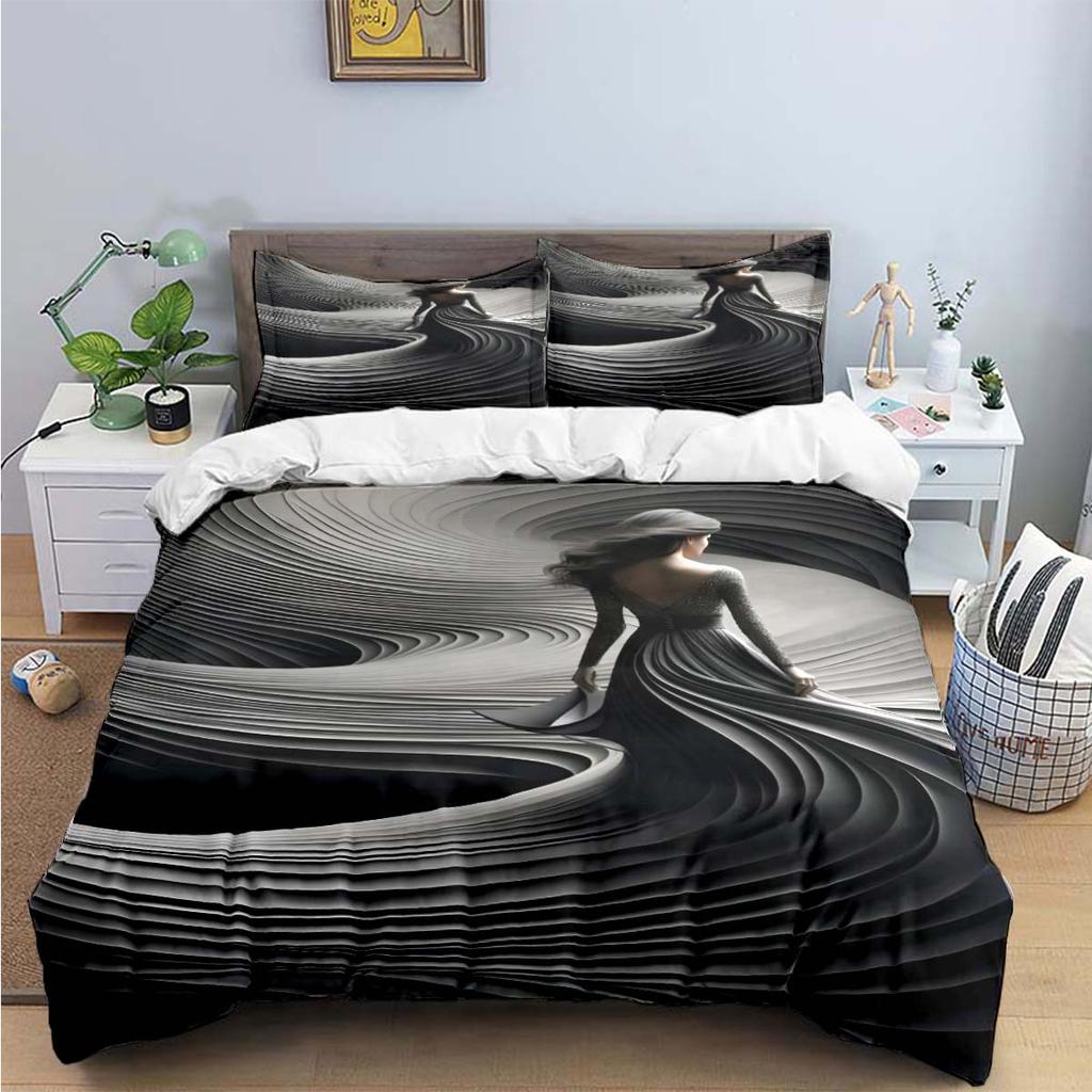 Fashion New Woman-Sexy Black And White Print Bedding Sets Bed Supplies Set Duvet Cover Bed Comforter Set Bedding Set Luxury Gift