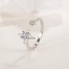 Sweet Cool Temperament Four-star Light Zircon Open Ring Cold Wind Simple Niche Design Rhinestones Ring for Women Girls