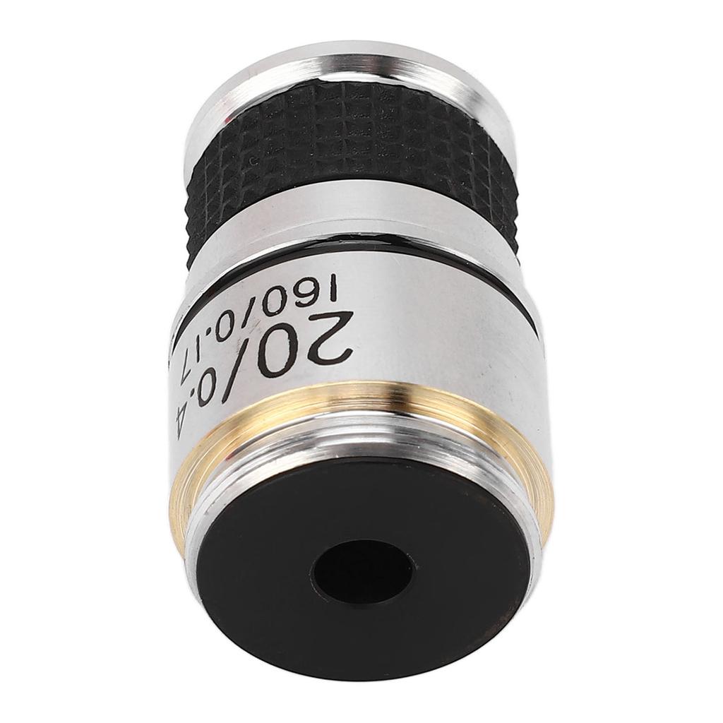Microscope Objective Lens 20X Brass Chrome Plated RMS Interface Microscope Objective Lens Accessory