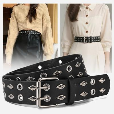 Luxury Design Business Waist Belt Retro Punk Waistband Trendy Rivet Belt  Paired with Skirts Jeans