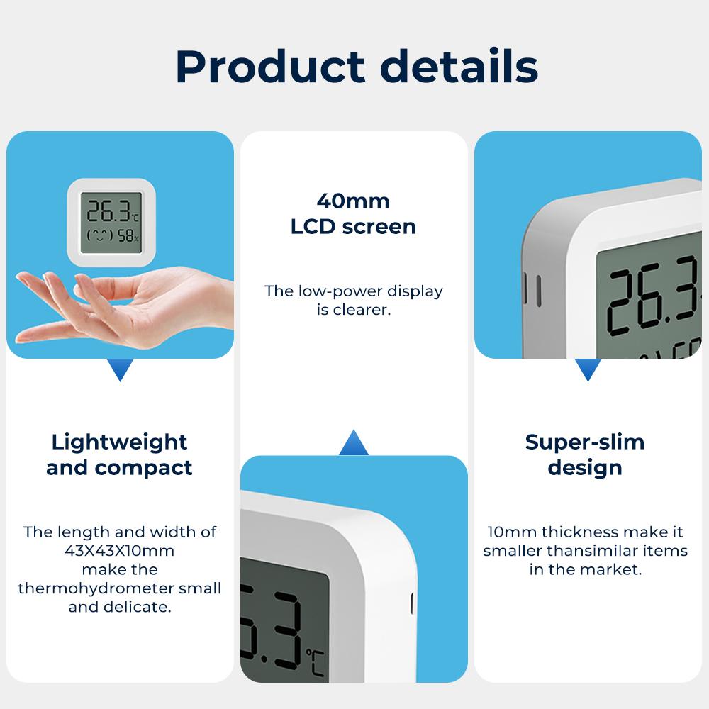Tuya Smart Bluetooth Temperature and Humidity Sensor Mini LCD Display Indoor Hygrometer Thermometer Works with Alexa Google Home