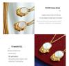Korean-Inspired Irregular Mother-of-Pearl Pendant Necklace & Earring Gold-Plated Set