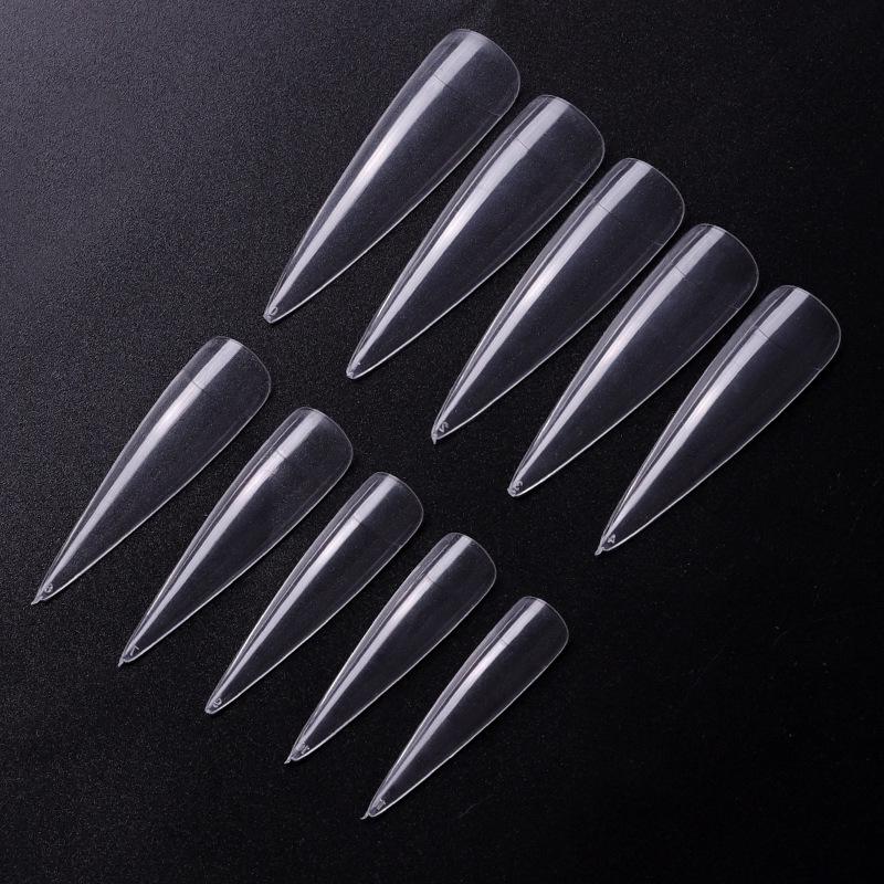 500pcs Long Coffin Stiletto Fake Nails ABS New Design Ballerina Nail Art Tips Clear/Natural Fake Nails Tips