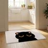Cartoon Cute Black Cat Kawaii Floor Mat Flannel Door Mat Non-Slip Bedroom Living Room Home Decor