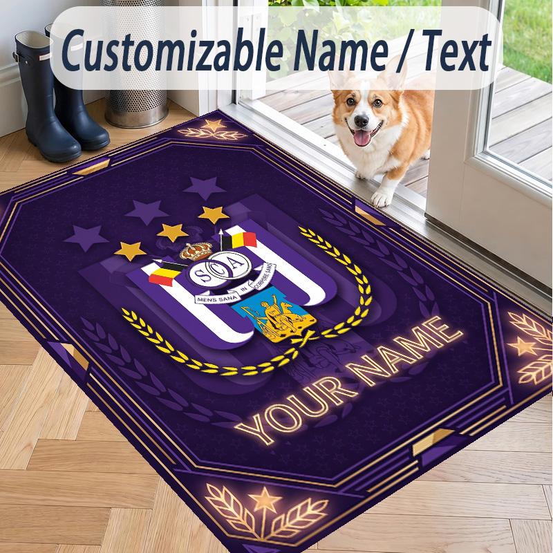 Custom Text Printed Rug Anderlecht FC Non Slip Floor Carpet For Home Room Decor