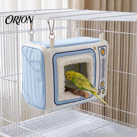 Hanging Bird House TV?Shaped Nest, Plush Warm Parrot Cave Bed, Winter Sleeping Tent Hut for Budgies Cockatiels Small Parrots Cage Decoration
