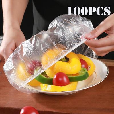 10/20/50/100Pcs Disposable Food Cover Plastic Wrap Elastic Food Lids For Fruit Bowls Cups Caps Storage Kitchen Fresh Keeping Saver Bag