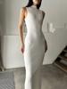 Elegant High Collar Sleeveless Knitted Dress for Autumn/Winter