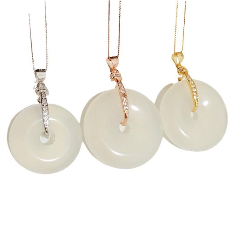 S925 Silver Pendant Clasp for DIY White Jadeite Buckle Necklace