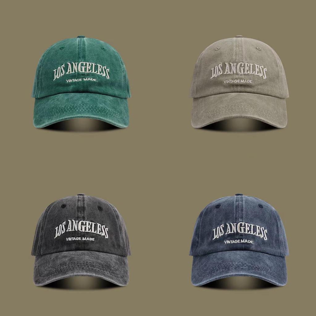 Vintage Wash American Style Baseball Cap With Embroidered Letters For Casual Sun Protection