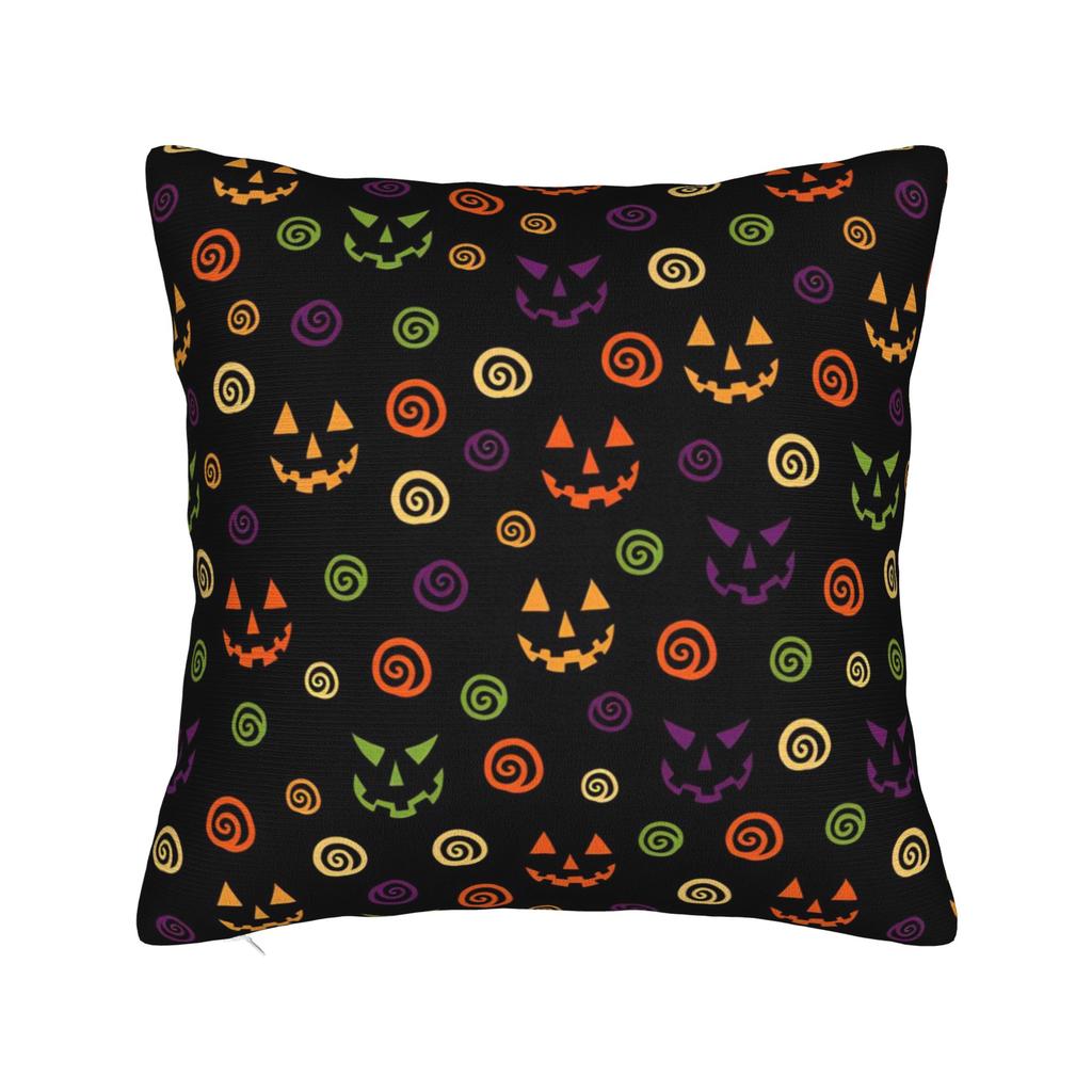 Horror Pumpkin Face Halloween Square Pillow Case Cushion Cover Novelty Zipper Decorative Pillowcase for Home 18"