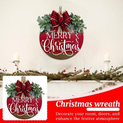 Weihnachts-Willkommens-Türschild Feiertags-Türhänger Kranzdekoration Frohe Weihnachten Holzschild Winter-Dekoplaque