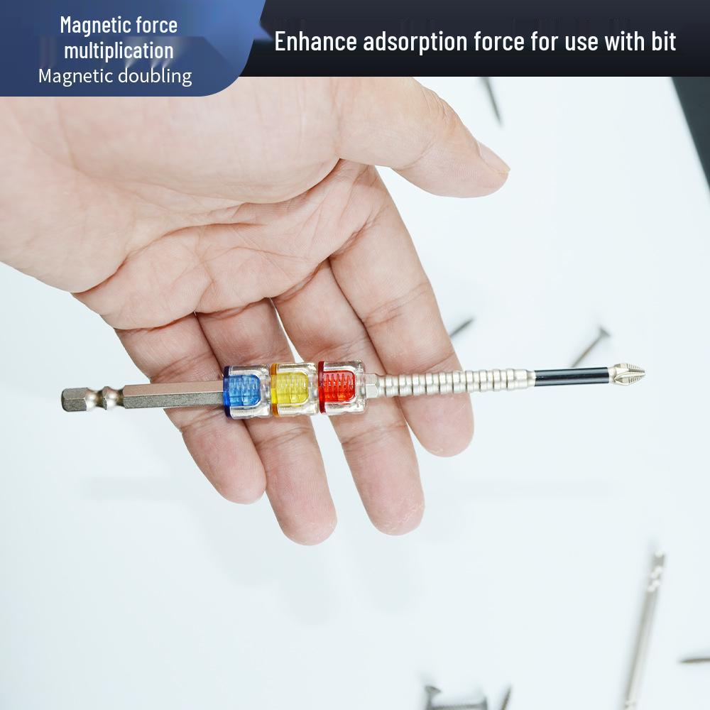 Jelly Universal Magnetic Sleeve: Strong Magnetizer/Demagnetizer with Impact-Resistant Hex Handle for Screwdriver Bits.