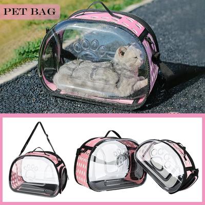 Bolsa de Ombro para Animais de Estimação Transportadora de Gatos Viagem ao Ar Livre Bolsa Respirável Cápsula para Filhotes e Gatinhos Transparente Bolsa de Ombro Portátil