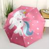 Cute Unicorn Pink Background Sticker Decal for Kids Room Decor Umbrella, Portable 3 Fold Compact Umbrella for Men & Women,S157