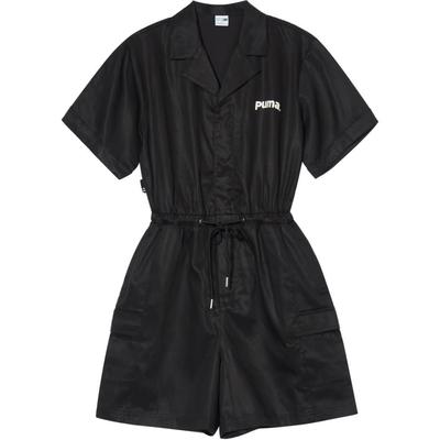 Moisture-Wicking Breathable Solid Color Short Sleeve Jumpsuit Women Jumpsuits Black 624108-01
