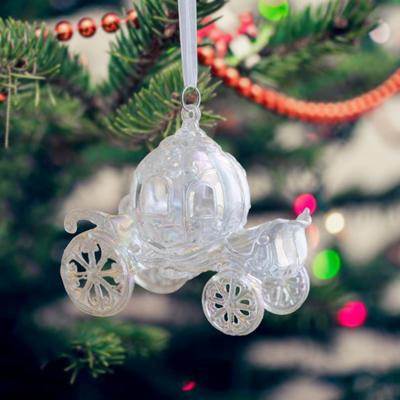 Christmas Decoration Cute 3D Carriage Ballet Girl Butterfly Elk Bell Charms Transparent Colorful Acrylic Pendant Christmas Tree Hanging Ornaments