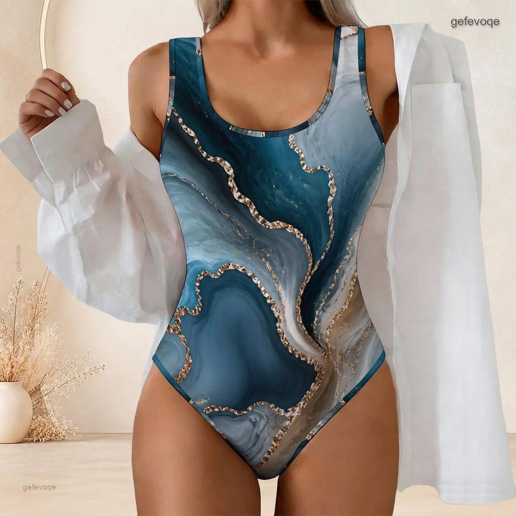 Women Plus Size Black Rainbow Splash Printed Scoop Neck Wide Straps High Cut One Piece Swimsuit
