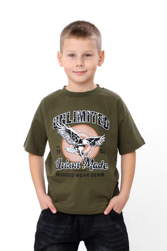 

Boys UNLIMITED T-shirt – Short sleeve cotton tee with print, Summer 6414-001-33-4-3 HC 110 хакі
