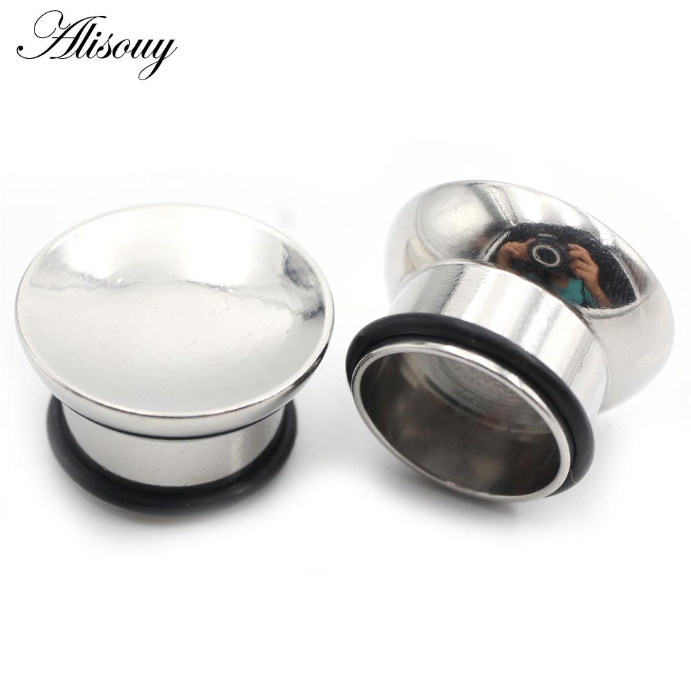 Alisouy 2 Stück konkave, hohle, schalenförmige Ohrstöpsel aus Edelstahl, ausgestellte Ohrstöpsel, Expander, Keilrahmen, Messgeräte, Piercing, Körperschmuck