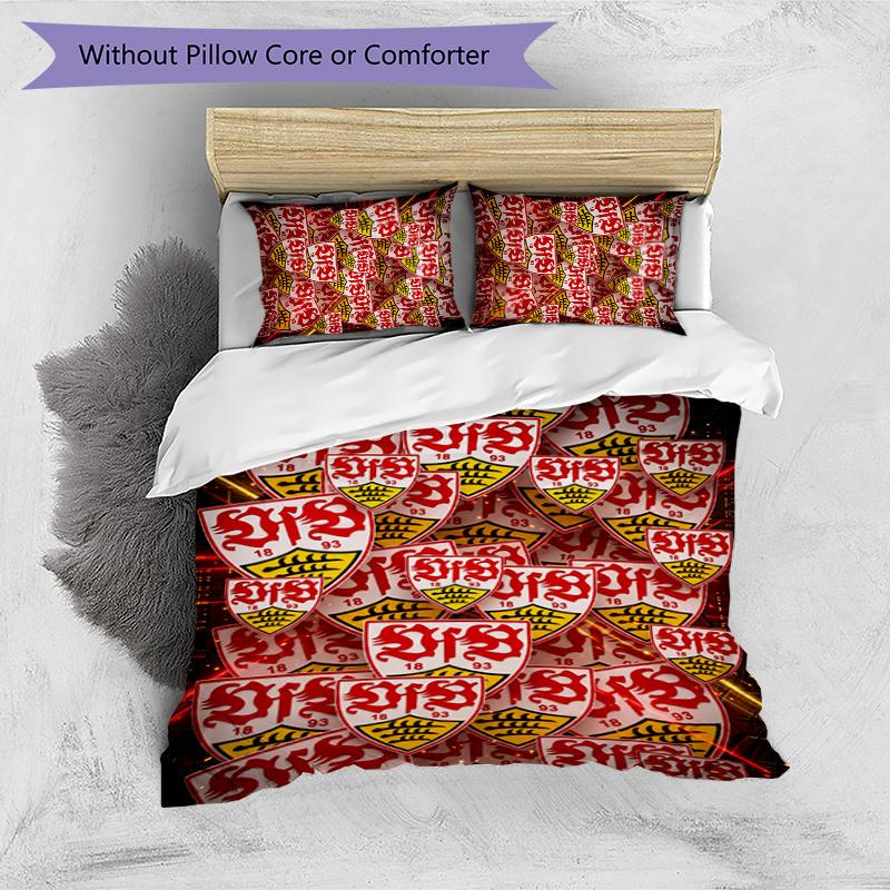 Set Lenzuola Stampato Calcio VfB Stuttgart 3 Pezzi, Comodo Set Copripiumino per Camera da Letto Amico della Pelle