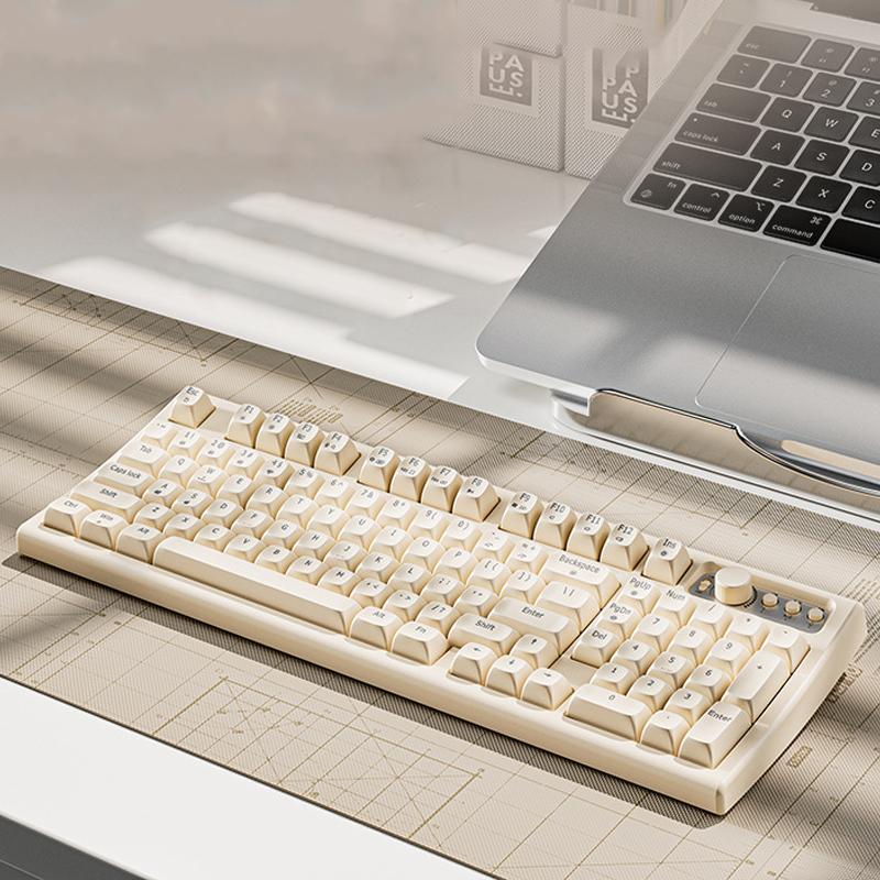 

EWEADN V97 Bluetooth-compatible/2.4G Wireless Rechargeable Keyboard Computer Laptop Keyboard White