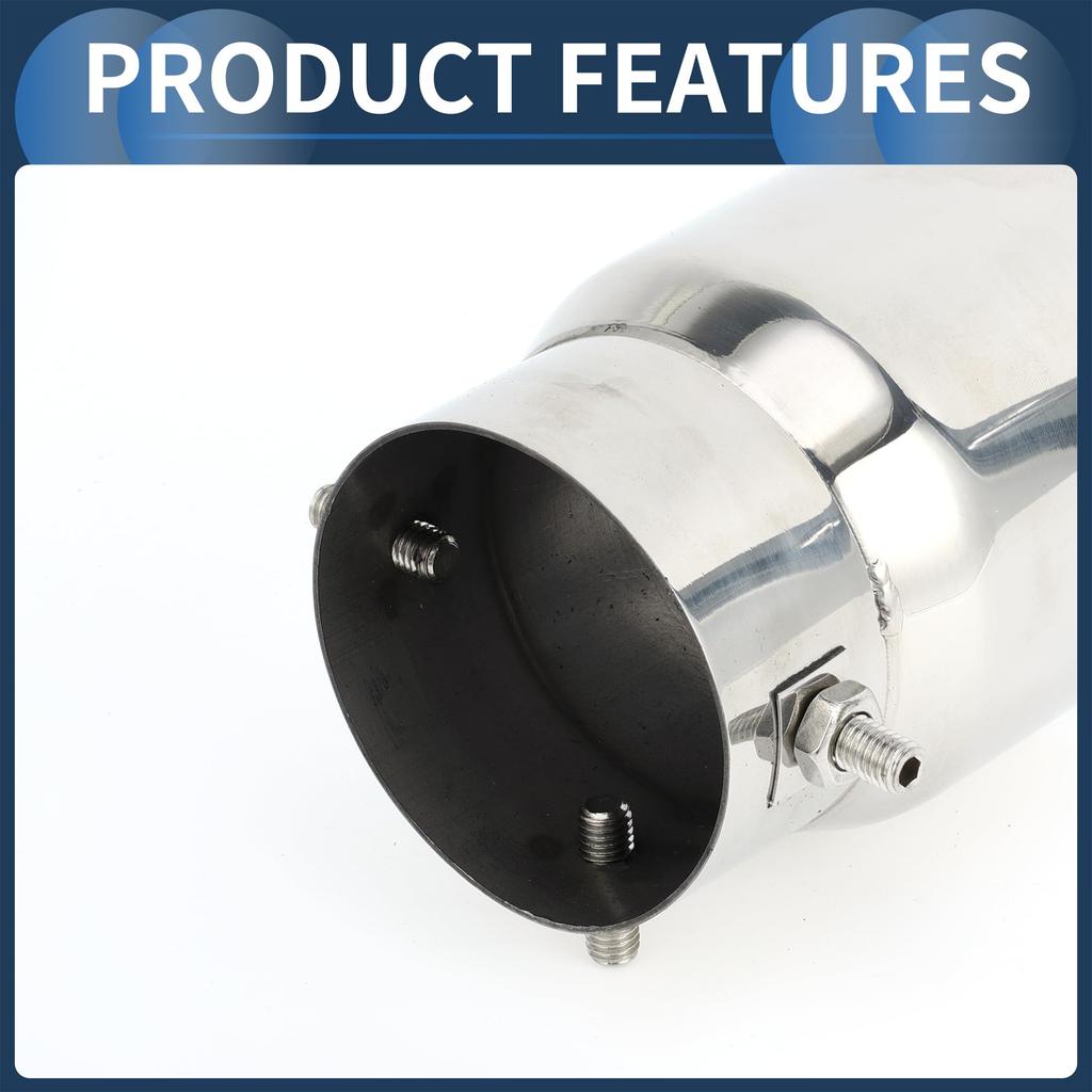 INFINAUTO Roll Edge Exhaust Outlet Rear 2.8" Inlet 3.5" Outlet 4.8" Long Car Tail Pipe Stainless Steel Burnt Blue Bolt-On