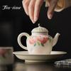 140ml Hand-painted Overglaze Color Peach Teapot Handmade Stoneware Teapots with Filter Household Single Pot Kung Fu Tea Set