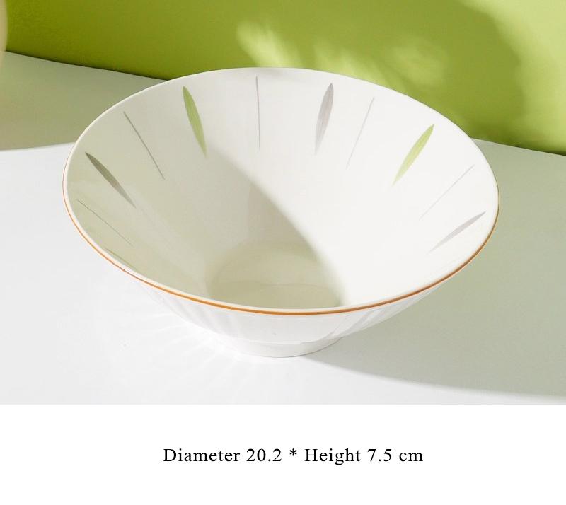 Simple Ceramic Bowls Household 8 Inch Plant Pattern Underglazed Colour Dinner Tableware Aesthetic Round Fresh Noodles Bowl 8 inch