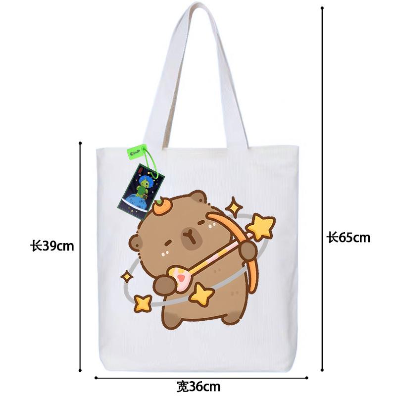 High value kapibara canvas bag anime small fresh ins simple portable handbag