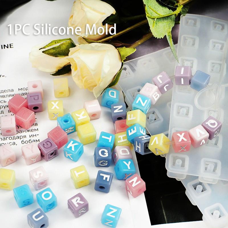 1PC Diy Crystal Dropper Mold, Number Square Bead Letter Bracelet, Bracelet With Accessories, Resin Silicone Mold