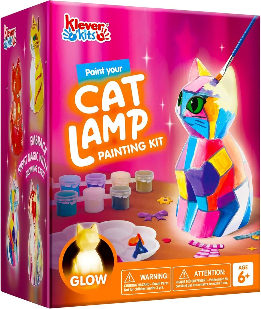 JOYFY Kids DIY Night Light Paint Your Own Cat Lamp School Activities Art Supplies Toys for Girls Boys Aged 6+ Birthday Gifts