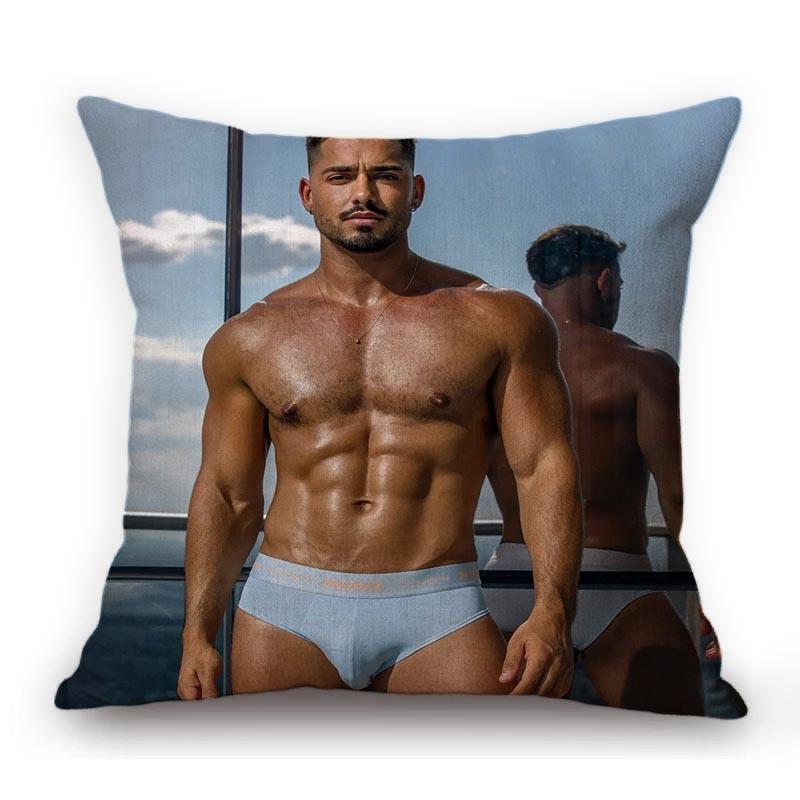 

Sexy Hunk Jock Man Gladitor Hot Male Model Muscle Album Boyfriend Cotton Linen Home Decoration Sofa Pillow Case Cushion Cover 45x45cm 18x18in