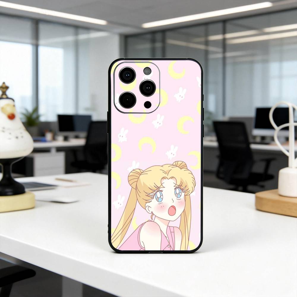 Cartoon S-Sailor M-Moon-es Art Phone Case For iPhone 17, 16,15,14,13,12,11 Plus,Pro Max, Others Soft Black Cover