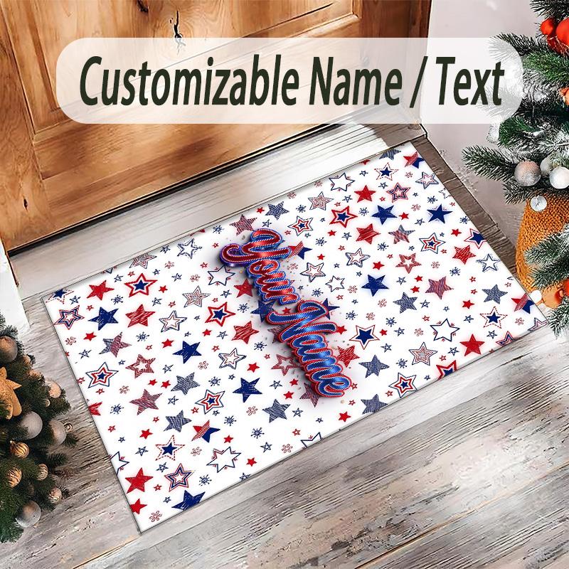 Space Cosmic Theme Crystal Velvet Rug Personalized Custom Name Text Soft Floor Mat Home Decor