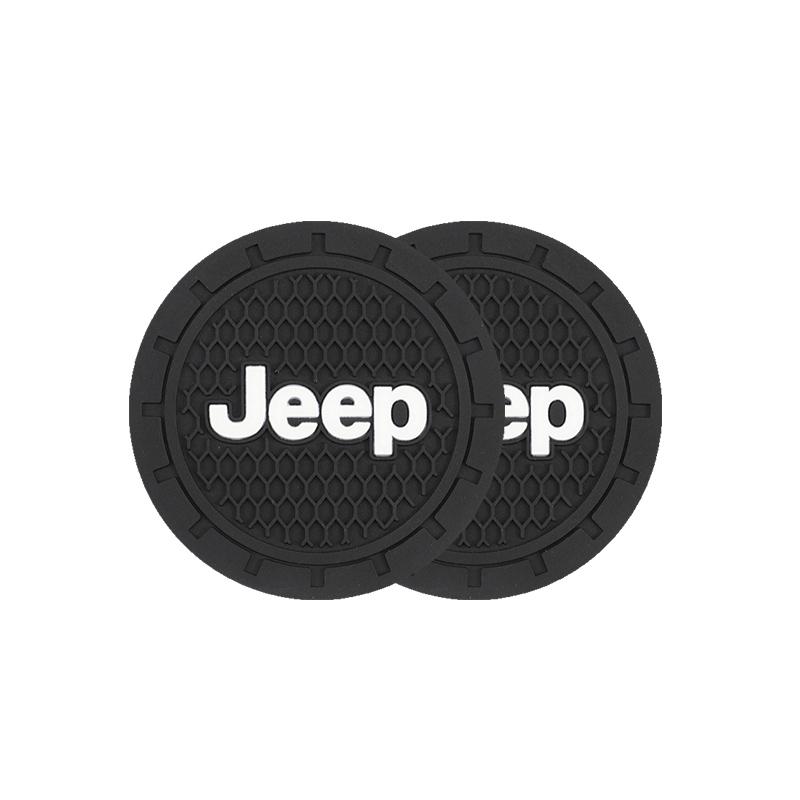 2Pcs Leather Coaster Anti-noise Water Cup Pad Cushion For Jeep Renegade Compass Grand Cherokee Wrangler Patriot Liberty Rubicon AJR1
