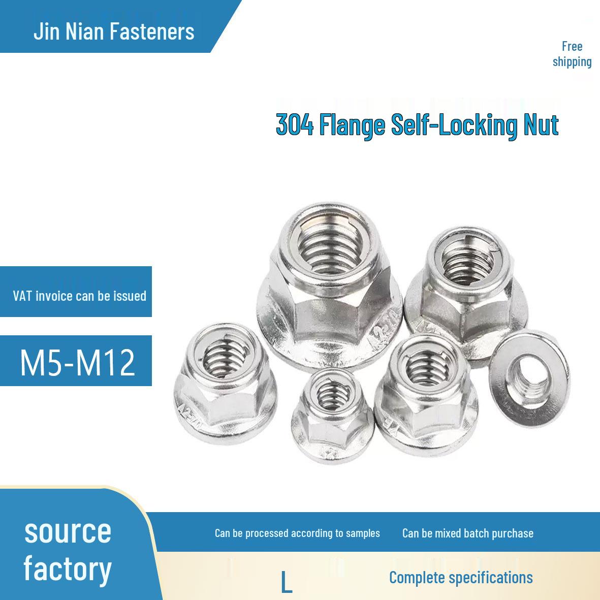 

304 Stainless Steel Self-Locking Flange Nut with Anti-Loosening and Anti-Slip Features Model M4