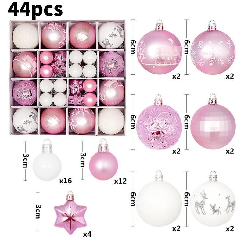 Charming 44 Piece Decorative Christmas Balls In Unique Shapes For Elegant Holiday Display