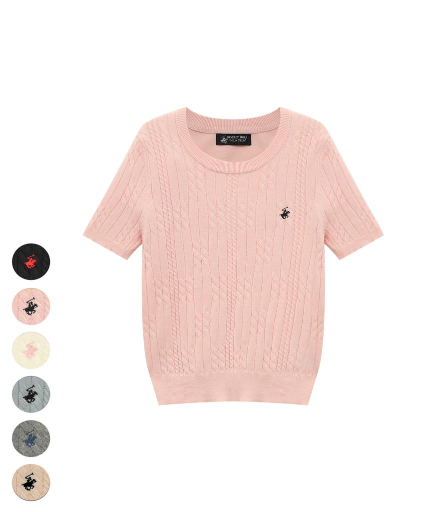 BHPOLOCLUB Women'S Tension Line Textured Short Sleeve Knit 7 Colors Tk018