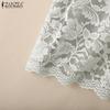 ZANZEA Women Lace Patchwork Casual Round Neck Short Sleeve T-Shirt