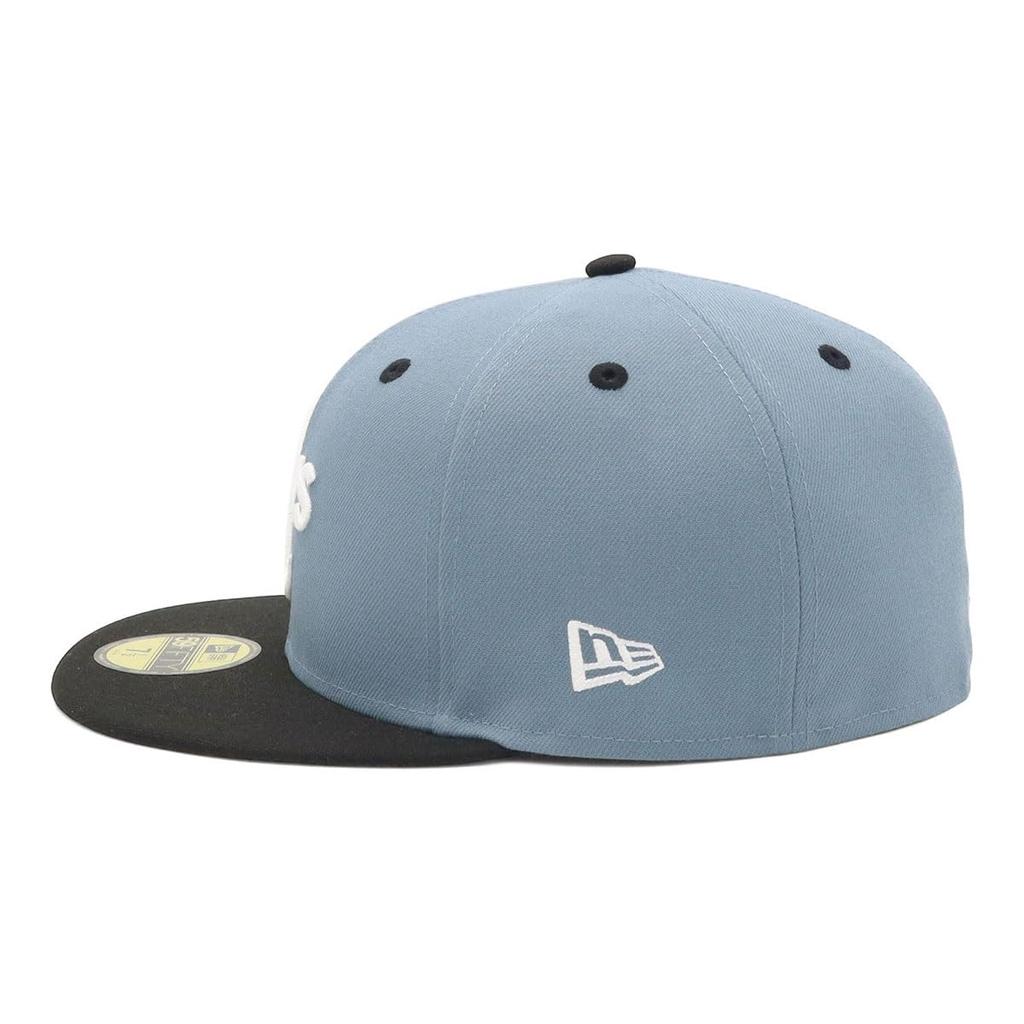 New Era 59FIFTY Cap 71007587 NER37C4035 ATH Fedded Blue New Era Cap Side Patch MLB ONSPOTZ Special Order SIDE PATCH 2Tone UNDER VISOR MLB Oakland